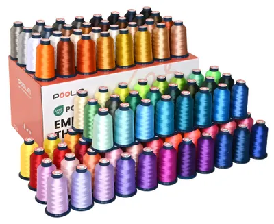 Image de PooLin Fil à broder polyester 40 wt – kit de 100 cônes de 4000 m, 100 couleurs