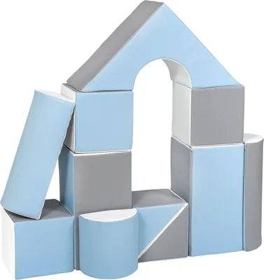 Produktbild von Schaumstoffblöcke-Riesenbausteine 11 Stück weiß-babyblau-grau