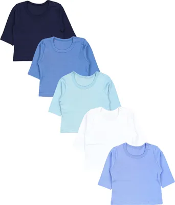 Produktbild von TupTam Baby Jungen Langarmshirt 5er Pack, Farbe: Blau-Mix Türkis Weiß Uni, Größe: 86