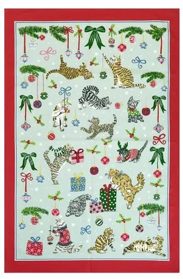 Imagen del producto de Toalla de cocina con motivos navideños de gatos