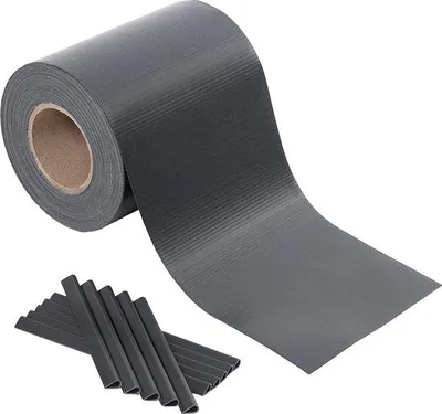 Obrázok produktu pre Tomivo® ochranné pásy z PVC, obojstranne laminované (450 g/m²) – 50 m x 19 cm, extra hrubé, antracitová farba, vrátane 25 upevňovacích klipov, určené pre sieťky