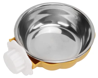 Produktbild von Abnehmbarer Edelstahl-Futterspender in Kürbisform für Hunde, zum Aufhängen, für Katzen, Hunde, Vögel, Meerschweinchen, Gelb