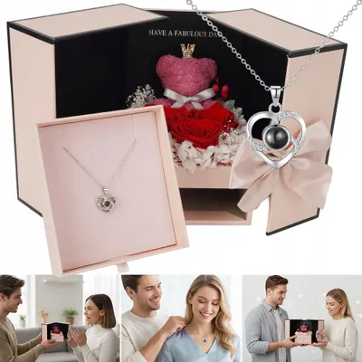 Produktbild von Ewige Rose mit "Ich liebe dich" Halskette, Geschenk-Set