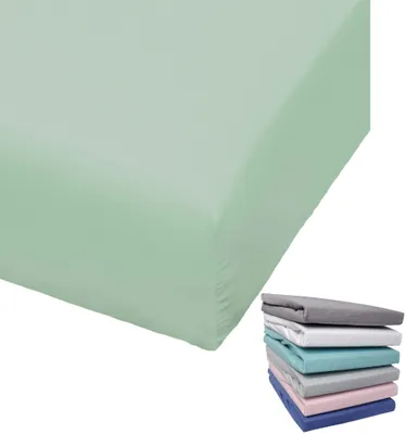 Produktbild von Bierbaum Biber Spannbettlaken Baumwolle 150x200 cm Weiß Grau Blau Rosa Türkis Silber Flieder Grün Taupe Rundgummi, Farbe:Grün