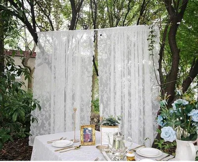 Obrázok produktu pre Unyqoos® Biele čipkované záclony s výšivkou – sada 2 kusov (150 x 200 cm) s kvetinovou výšivkou, vhodné do obývačky a spálne
