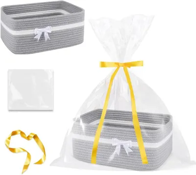 Obrázok produktu pre Úložný kôš z bavlny, 2 kusy, 33x25x12 cm, sivý, vhodný do obývačky a kuchyne