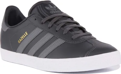 Produktbild von Adidas Gazelle J Jugend Schnürung Leder Retro Turnschuhe Grau – undefined / Grau