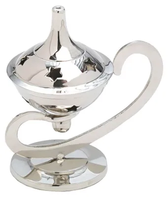 Weihrauchbrenner aus Messing, vernickelt, handgefertigt, 12 cm
