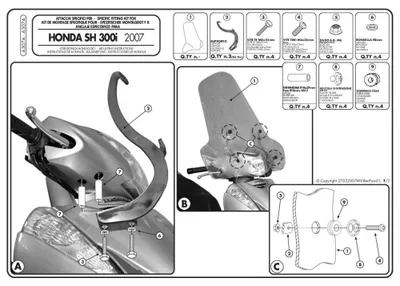 Immagine prodotto di Kit attacchi parabrezza per 307A/308A per HONDA SH 300i