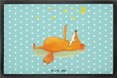 Produktbild von Mr. & Mrs. Panda Fußabtreter Fuchs Sterne 60 x 90 cm - Türkis Pastell - Geschenk, Mond, Schmutzmatte, Sternengucker, Spruch Positiv, Schmutzfangmatte, Fußabstreifer