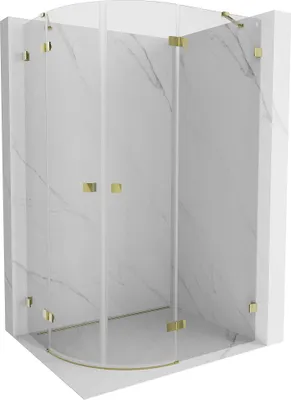 Produktbild von Mexen Lunar Halbrunde Duschkabine schwenkbar rechts 90 x 70 cm, transparent, gold - 833-090P-070L-50-00