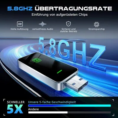 Produktbild von 2-in-1 Wireless CarPlay Adapter für iOS CarPlay/Android Auto, Umwandlung von kabelgebunden auf kabellos mit USB & USB-C/Type-C