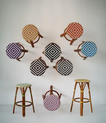 Produktbild von 2er Set Barhocker Sina aus Rattan 40 x 75 x 40 cm Weiß, Grau