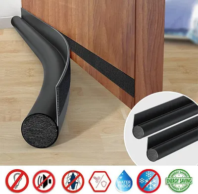 Produktbild von 2er Zugluftstopper für Türen, Windstopper Tür, Türluftstopper Haustür, Zugluftdackel (Schwarz)