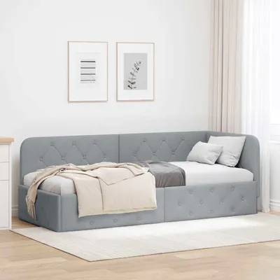 Immagine prodotto di Maison Exclusive - Struttura letto angolare grigio chiaro 80 x 200 cm in tessuto