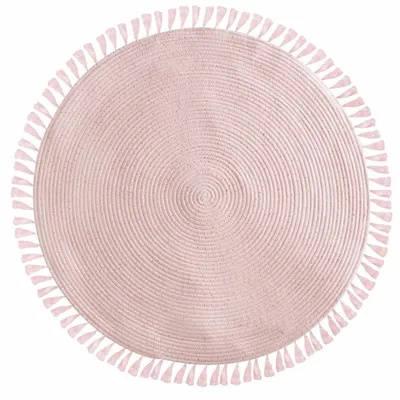 Produktbild von Runder Teppich mit Fransen ROSA 90 cm, rosa