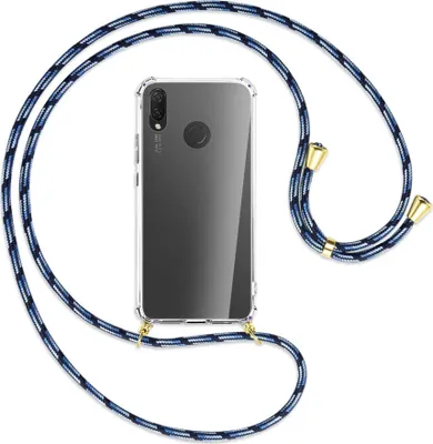 Produktbild von Handykette Backcover-Schutzhülle mit Band (Metall goldfarben) für Huawei P Smart Plus, nova 3 / 3i - Blautöne