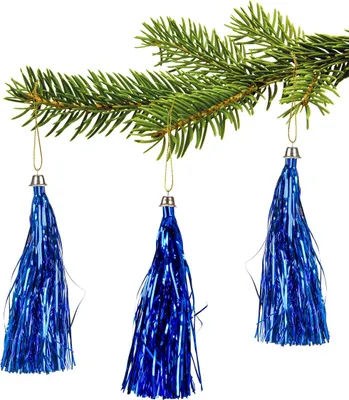 Produktbild von 10 Lamettini Blau Lametta Anhänger Weihnachtsanhänger