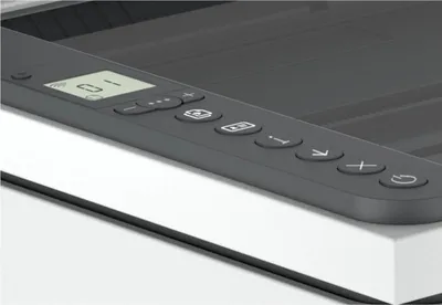 A close-up view of the control panel of a printer.