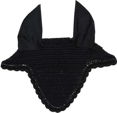 Produktbild von Kentucky Horsewear Fliegenmütze Lang Stone & Pearl Fliegenhaube Schwarz Full