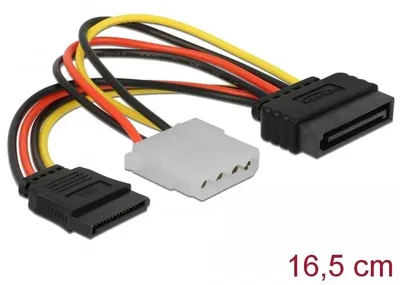 Produktbild von DeLOCK SATA/Molex + SATA, 0,165 m, SATA 15-Pin, Männlich, Weiblich, Mehrfarbig
