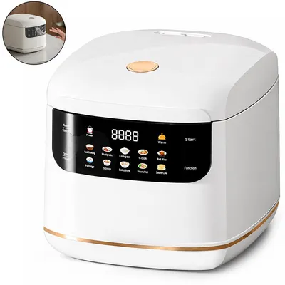 Produktbild von Mini Reiskocher 2L, Multifunktions Reiskocher mit 10 Programmen, Dampfgarer, 24h Timer, Warmhaltefunktion, Antihaft Topf, für kleine Küche & Single Haushalt
