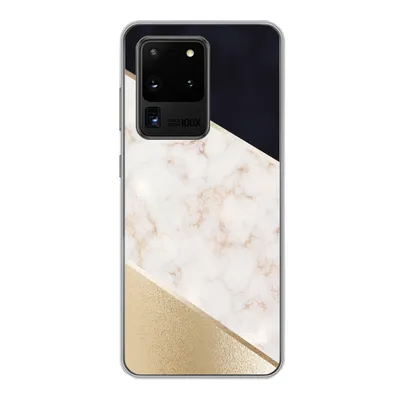 Produktbild von MuchoWow® Handyhülle Schutzhülle Hülle für Samsung Galaxy S20 Ultra Marmor - Gold - Rosa Silikon Softcase Handy Hülle - Karteninhaber
