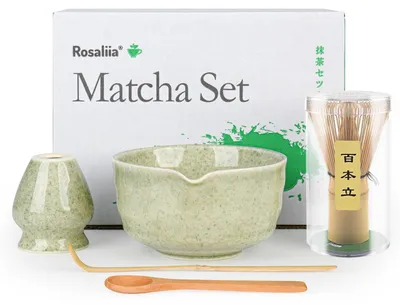 Immagine prodotto di Set per matcha: ciotola in Vetroceramica, frusta in bambù e cucchiaio, colore verde, capacità 500 ml