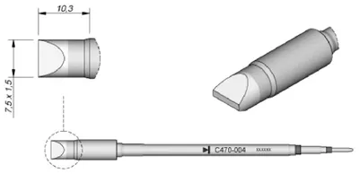 Produktbild von JBC Tools C470004 Lötspitze Meißelform, gerade Spitzen-Größe 1.5 mm Inhalt 1 St.