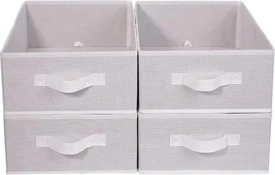 Obrázok produktu pre Úložné boxy 4 kusy, 39 x 29 x 14 cm, látka, biela, pre spálňu