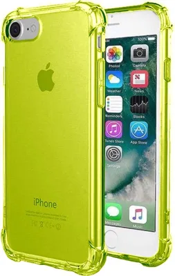 Image de Smartphonica iPhone 7/8 transparent
  housse en silicone antichoc avec bumper - jaune fluo