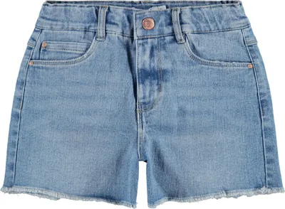 Productafbeelding van Hoge taille meisjesbroek met franjes aan de zoom en een rij knopen