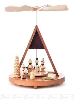 Produktbild von 1-stöckige Pyramide mit Winterkindern und Spitzdach (27cm) von Dregeno Seiffen