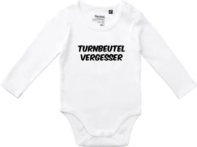 Produktbild von Huuraa Baby Body Turnbeutelvergesser Schriftzug 80 White  Baumwolle Fairtrade Langarmbody Geschenkidee