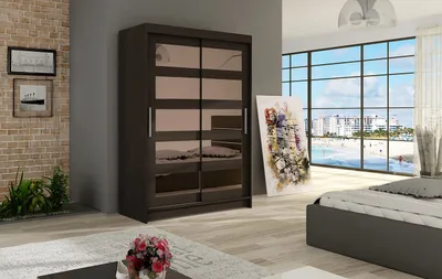 Obrázek produktu pro Šatní skříň se zrcadlem Sara - šířka 120 cm, čoko