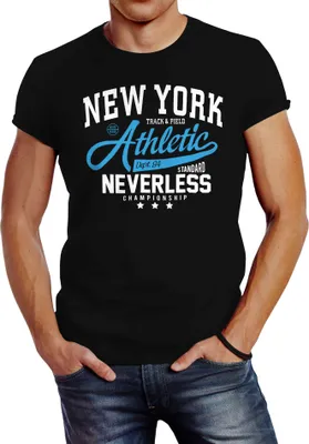 Produktbild von Herren T-Shirt New York Athletic Slim Fit Neverless® schwarz 3XL