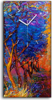 Produktbild von Leinwand Wanduhr Wandkunst Uhr Geräuschlos 30x60 Landschafts Wälder Herbst Wald - weiße Hände