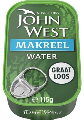 Obrázok produktu pre John West Makrela vo vode, 115 g – Filet z čerstvej makrely, snack bohatý na bielkoviny