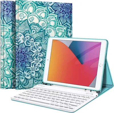 Produktbild von Fintie Tastatur Hülle für iPad 10.2 Zoll (9/8/ 7 Generation - 2021/2020/2019), Schutzhülle mit TPU Rückschale, Pencil Halter und magnetisch Abnehmbarer Tastatur mit QWERTZ Layout, smaragdblau