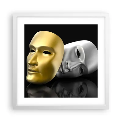 Produktbild von Gerahmtes Poster - Weißer Rahmen - Maske Theater Bühne Schauspieler - 40x40 cm - Wand Bild - Wanddeko - Wandbilder - Wandposter - Bilderrahmen - Bilder - Kunstdruck - Wandbild - P2WAC40x40-2432