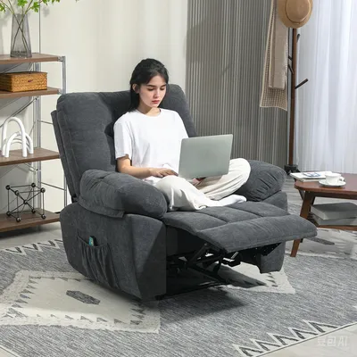 Imagen del producto de Sillón reclinable Sweiko, sillón de masaje con 8 puntos de vibración, reposapiés ajustable, bolsillo lateral, sillón de respaldo, color gris