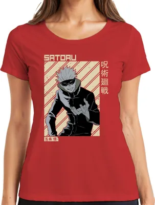 Produktbild von Satoru Gojo Jujutsu Kaisen Anime Ästhetik Fan Geschenk Manga Damen T-Shirt, Rot, 3XL