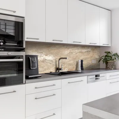 Produktbild von Dedeco Küchenrückwand Motiv: Marmor V3, 5mm Hartschaum Kunststoffplatte PVC als Spritzschutz Küchenwand Wandschutz wasserfest, inkl. UV-Lack glänzend, alle Untergründe, 260 x 60 cm