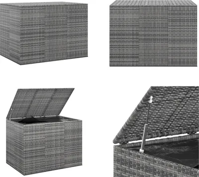 Produktbild von vidaXL Garten Kissenbox PE Rattan 145x100x103 cm Grau - Kissenbox - Kissenboxen - PE-Rattan-Kissenbox - Aufbewahrungsbox