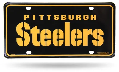 Zdjęcie produktu dla Metalowa plakietka w kolorze czarnym z logo drużyny NFL Pittsburgh Steelers, wymiary: 15,2 x