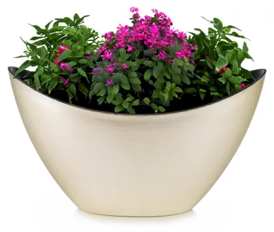 Image de Jardinière haute ovale vintage couleur or 20 x 12 cm résistante aux intempéries
