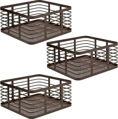 Produktbild von mDesign Allzweckkorb Gitterbox Drahtkorb Aufbewahrung 3er Set Metall Bronze