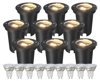Image de Ledvion Lot de 9 Spot LED Encastrable Exterieur IP67 3W 345Lm 2700K GU10