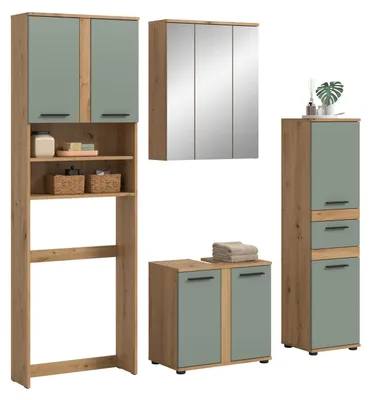 Produktbild von xonox.home Badkombination Blake Salbei / Artisan Eiche Nachbildung 188 x 191 x 34 cm