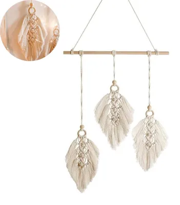 Produktbild von Handgefertigter Traumfänger als Wandbehang, Boho-Chic-Wanddeko, nordischer Quasten-Wandteppich aus gewebter Baumwolle, kreatives Geschenk